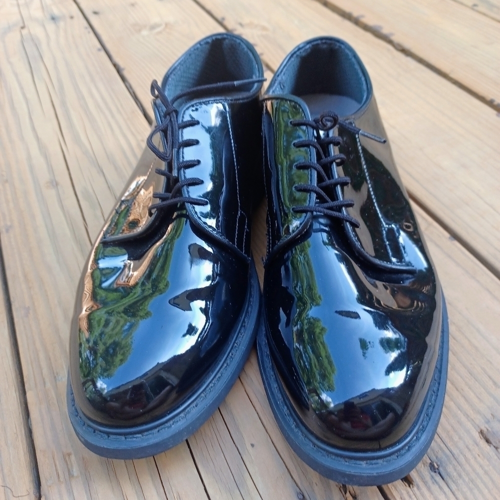 Bates Men's Black High Gloss Oxford Shoes Sz 7